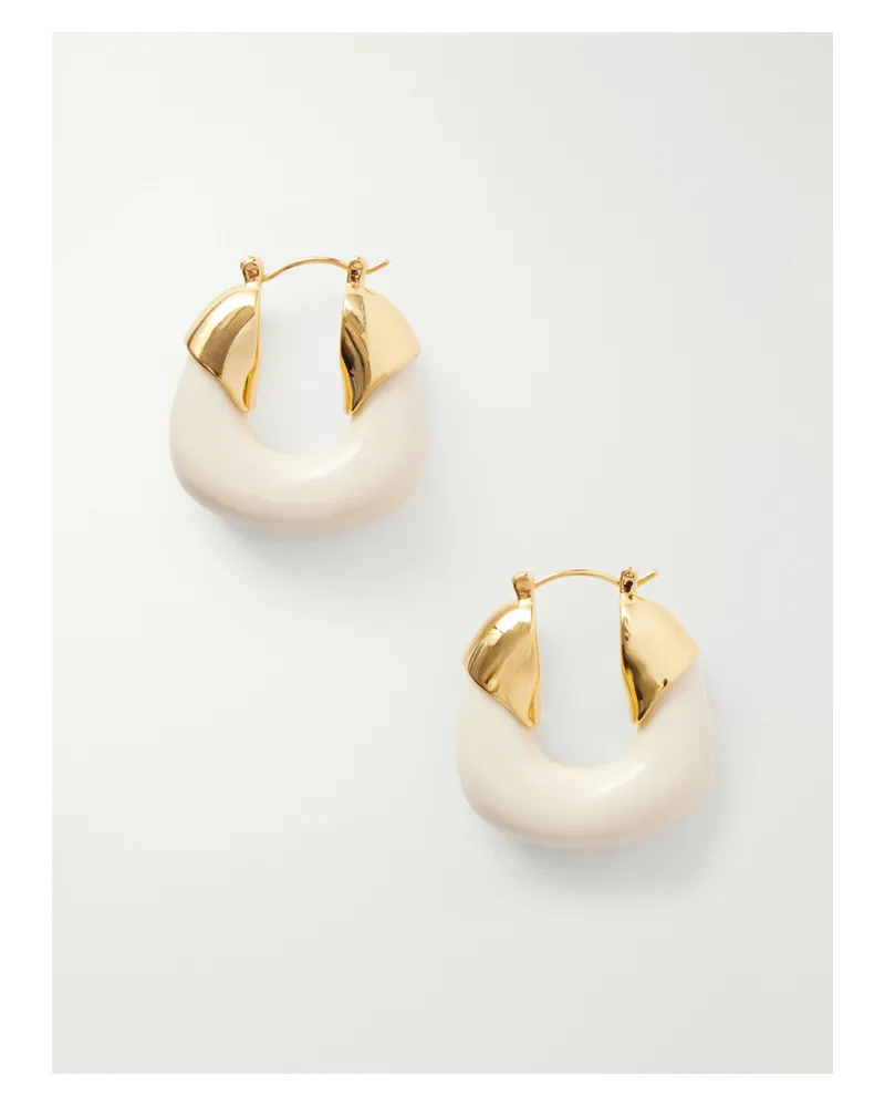 Lizzie Fortunato Alabaster Gold-tone And Resin Hoop Earrings - White White