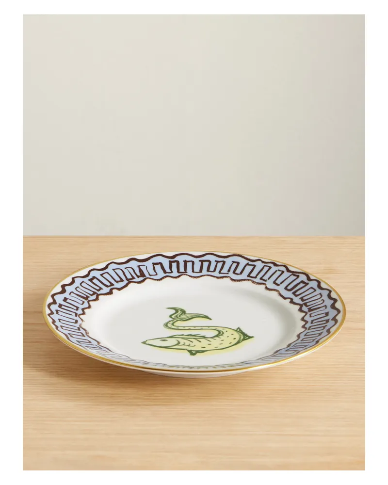 Ginori 1735 Luke Edward Hall Il Viaggio Di Nettuno Porzellanteller Mit Vergoldetem Detail - Weiß Weiß