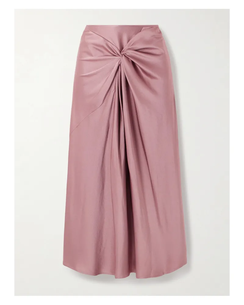 Dries van Noten Midirock Aus Glänzendem Crêpe Mit Twist-detail - Pink Pink