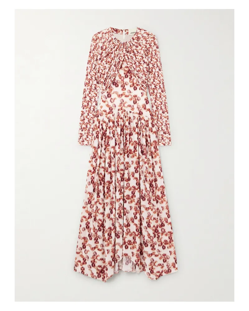 Isabel Marant Galina Asymmetrisches Maxikleid Aus Bedrucktem Stretch-jersey Mit Raffungen Und Überschlag - Rot Rot