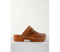 Jeannette Clogs Aus Leder Mit Verzierungen - Braun