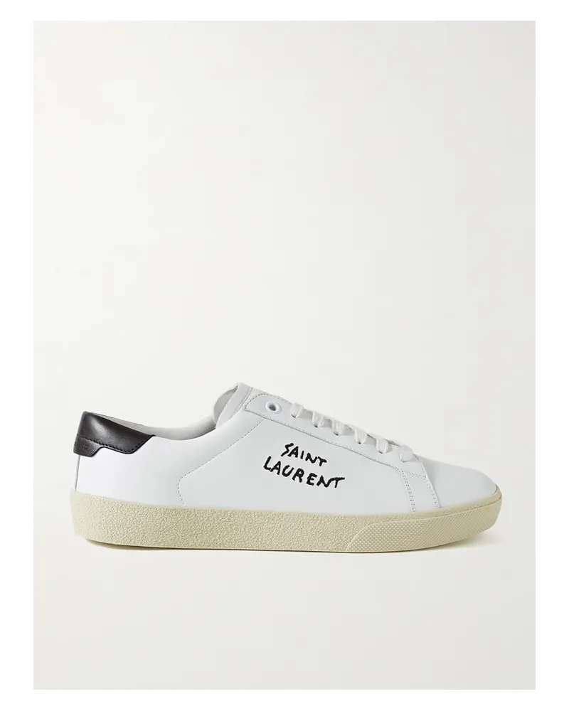 Saint Laurent Court Classic Sl/06 Logo-embroidered Leather Sneakers - White White