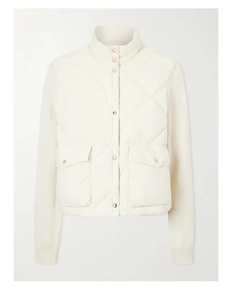 Moncler Cropped Knitted And Padded Quilted Shell Down Cardigan - White White