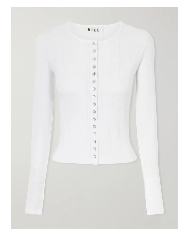 Róhe Pointelle-knit Cotton-jersey Cardigan - White White