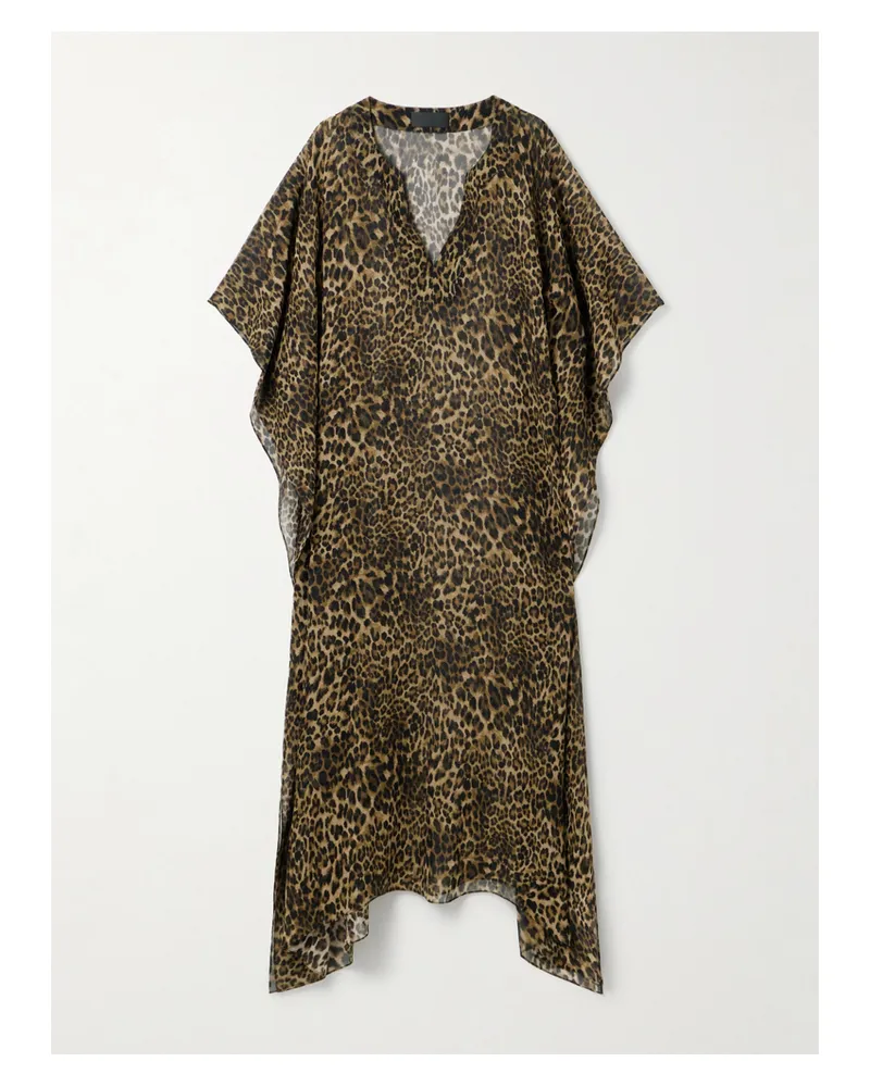 Nili Lotan Erica Leopard-print Silk Crepe De Chine Kaftan - Animal print Animal