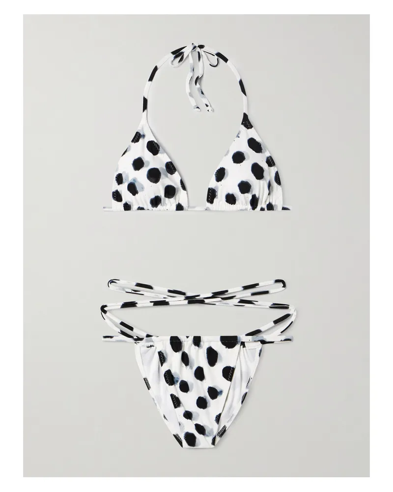 Norma Kamali Triangel-bikini Mit Neckholder Und Punktemuster - Mehrfarbig Mehrfarbig