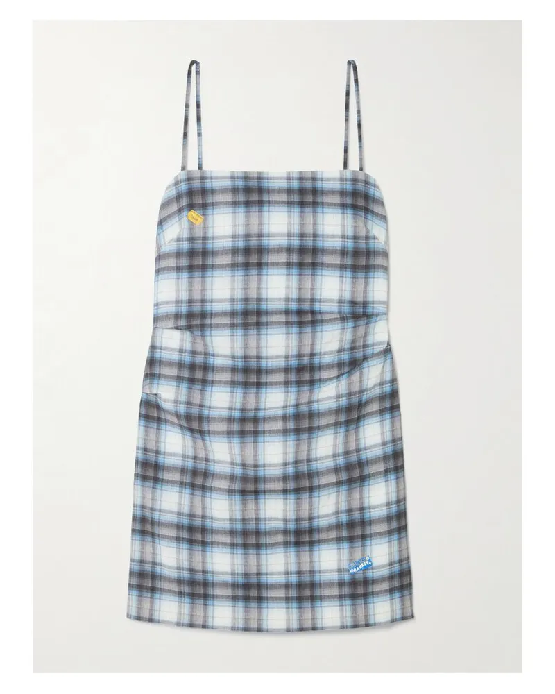 Acne Studios Minikleid Aus Einer Karierten Leinenmischung Mit Raffungen - Blau Blau