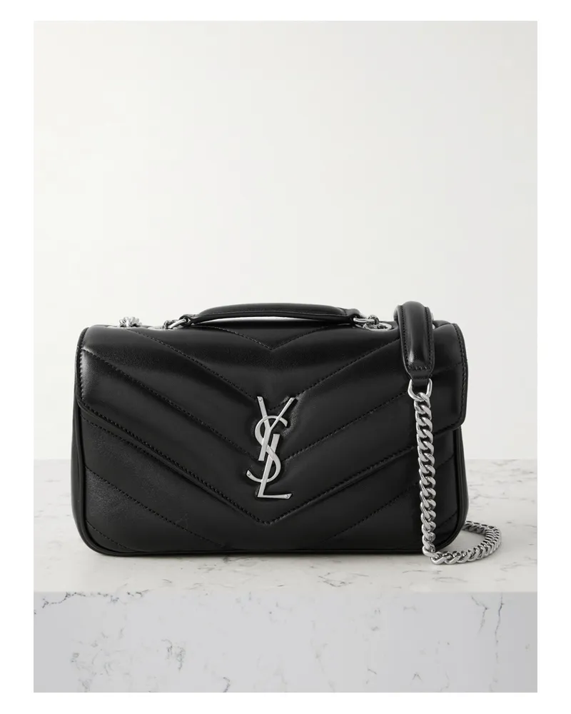 Saint Laurent Loulou Quilted Matelassé Leather Shoulder Bag - Black Black