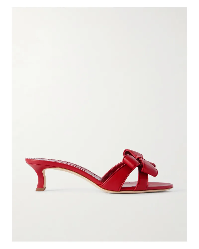 Manolo Blahnik Cafredda 50 Mules Aus Leder Mit Schleifen - Rot Rot