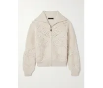 Cashmere Zip-up Cardigan - Cream