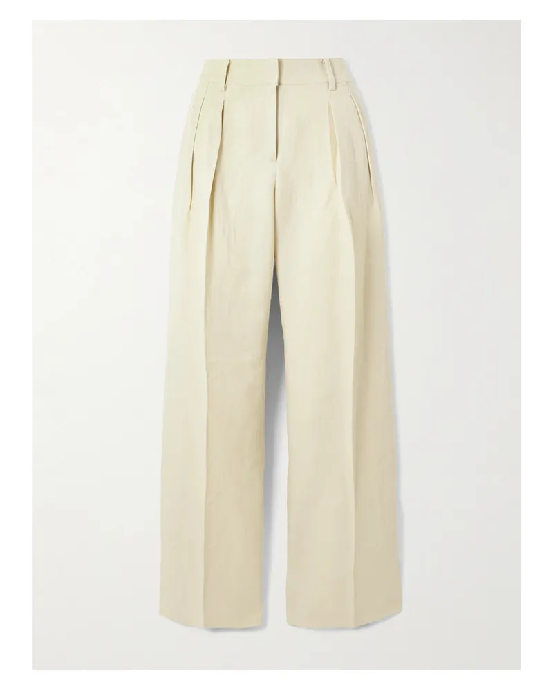 FRANKIE Shop Daytona Hose Mit Weitem Bein Aus Einer Lyocell-leinenmischung Mit Bundfalten - Neutral Neutral