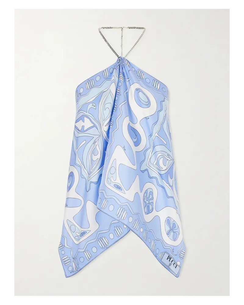 Emilio Pucci Printed Silk-twill Top - Blue Blue