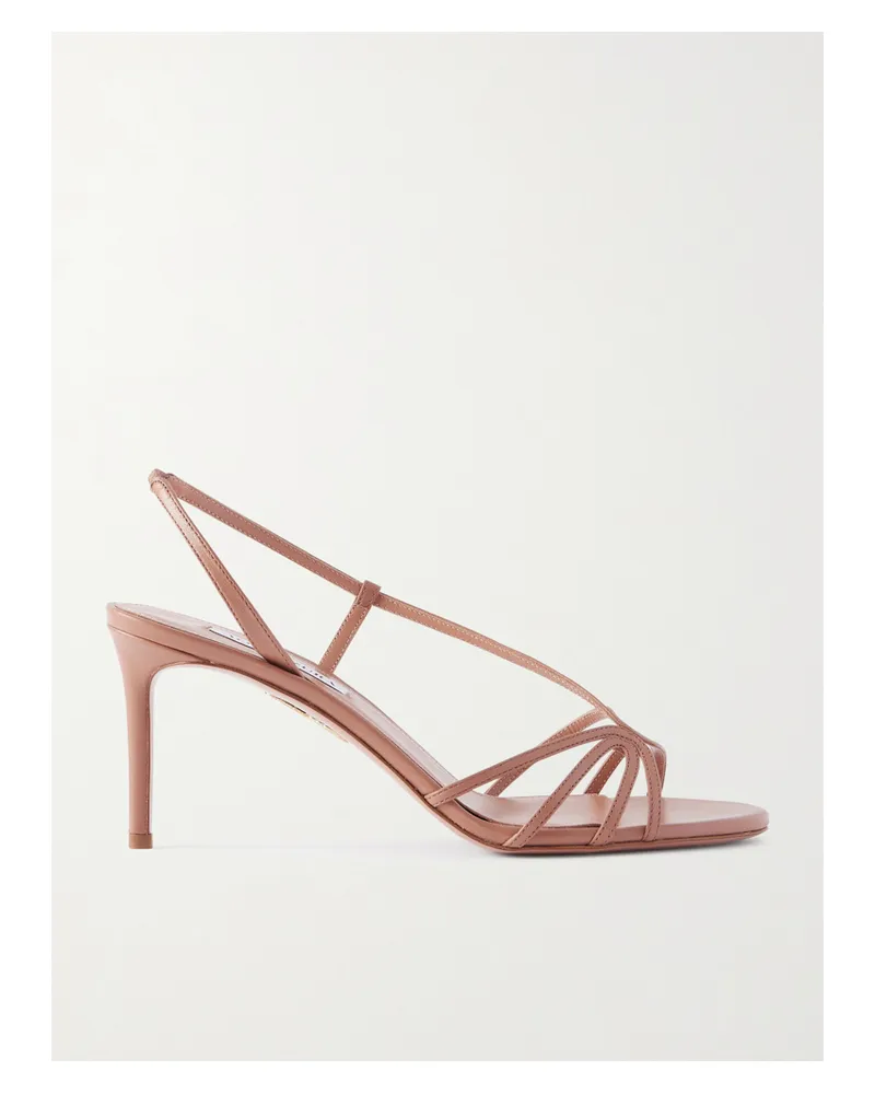 Aquazzura Talk To Me 75 Slingback-sandalen Aus Metallic-leder - Pink Pink