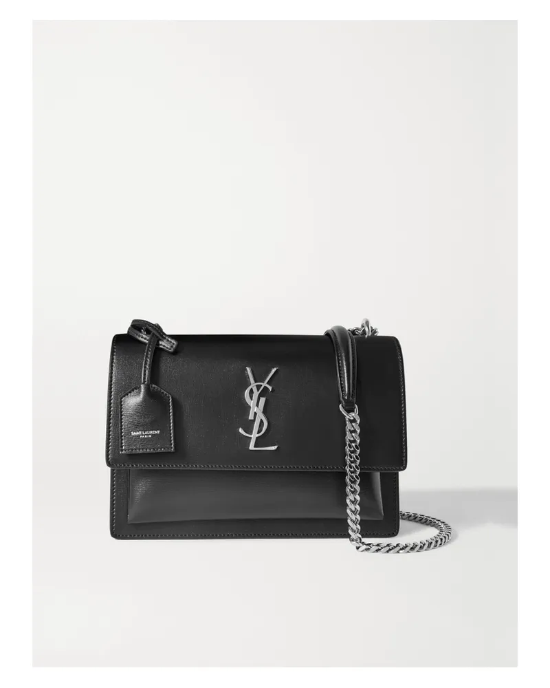 Saint Laurent Sunset Medium Leather Shoulder Bag - Black Black