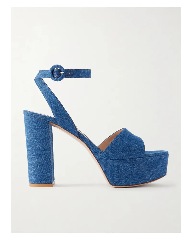 Gianvito Rossi 70 Denim Platform Sandals - Blue Blue