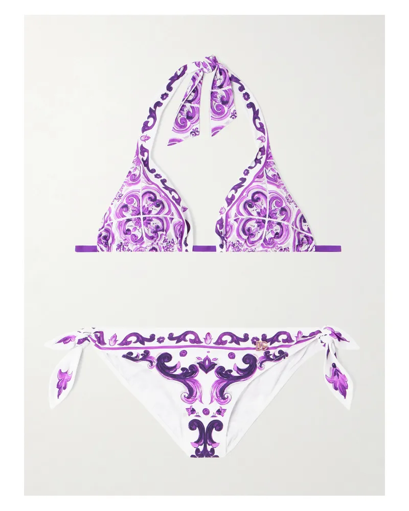 Dolce & Gabbana Bedruckter Neckholder-triangel-bikini - Lila Lila