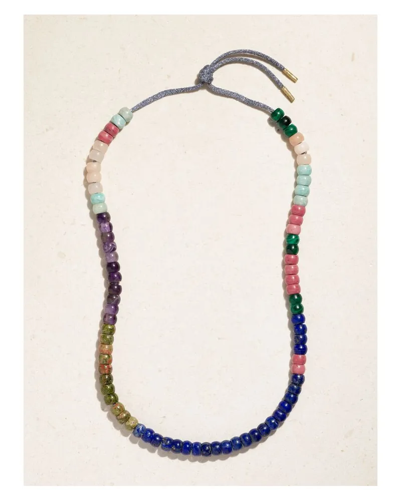 Carolina Bucci Forte Beads Cartagena Kette Aus Lurex® Mit Mehreren Steinen Und Details Aus 18 Karat Gold - Blau Blau