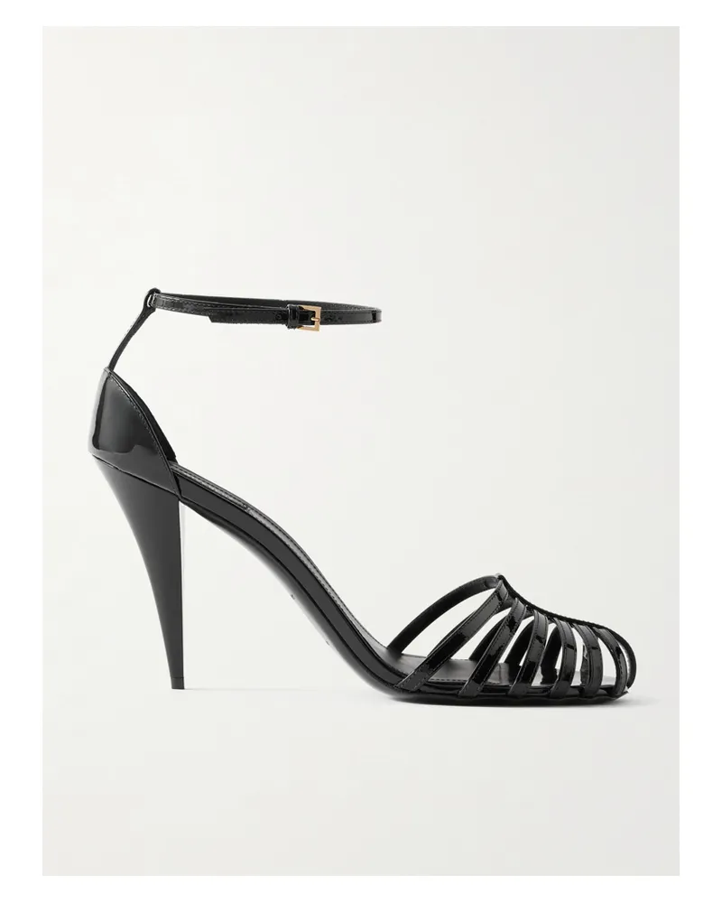 Givenchy Cage Patent-leather Sandals - Black Black