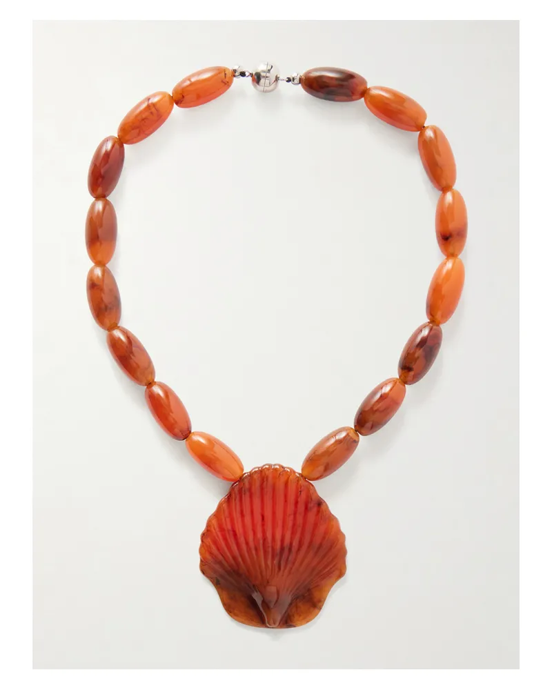 JULIETTA Silver-tone, Shell And Resin Necklace - Brown Brown