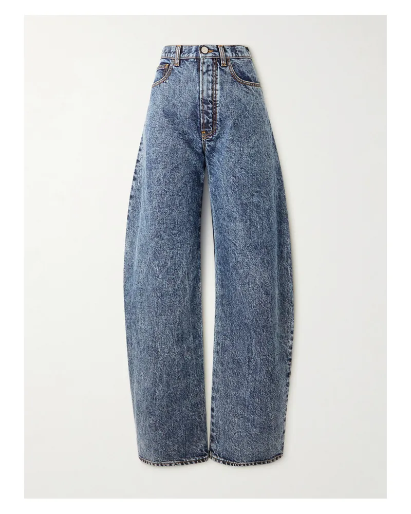 Alaïa Acid-wash High-rise Barrel-leg Jeans - Blue Blue