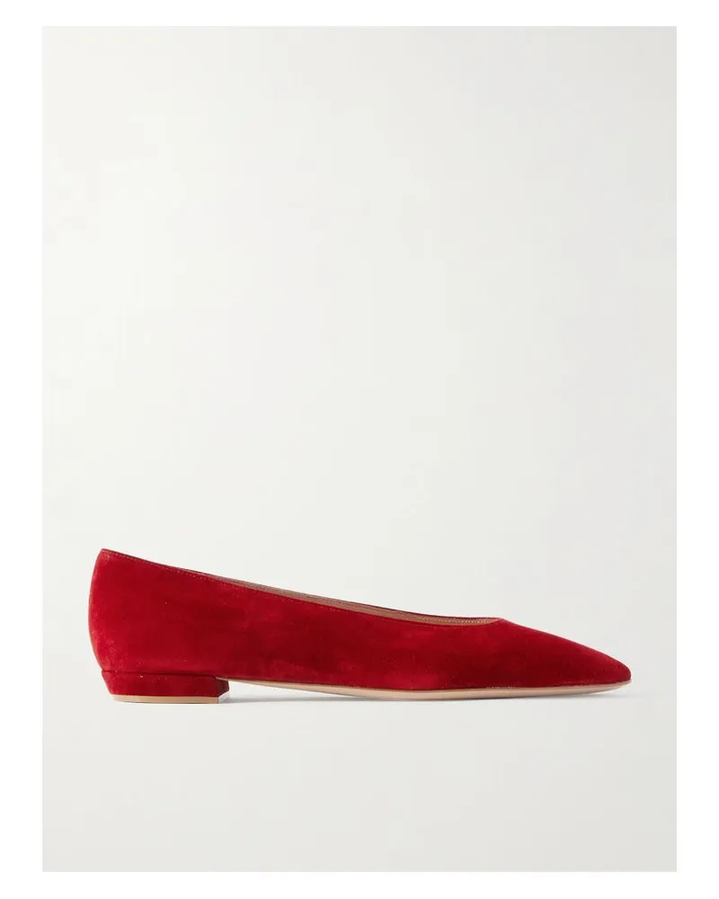 Gianvito Rossi Amelia Flache Schuhe Mit Spitzer Kappe Aus Veloursleder - Rot Rot