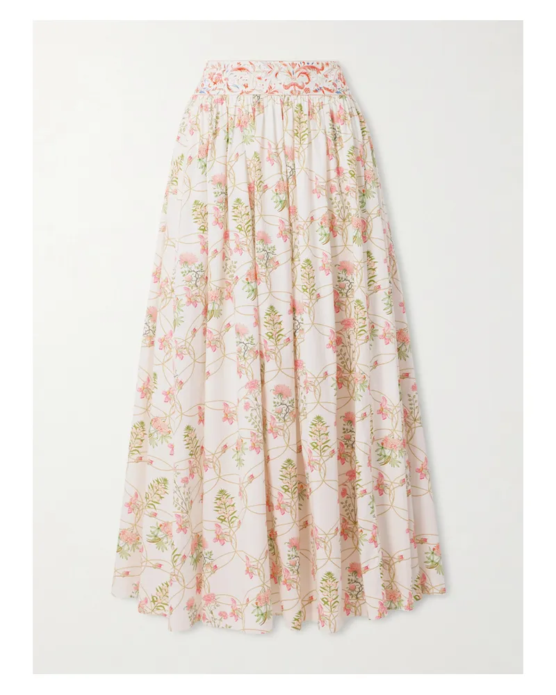 Emporio Sirenuse Ombretta Midirock Aus Baumwollpopeline Mit Blumenprint Und Falten - Pink Pink