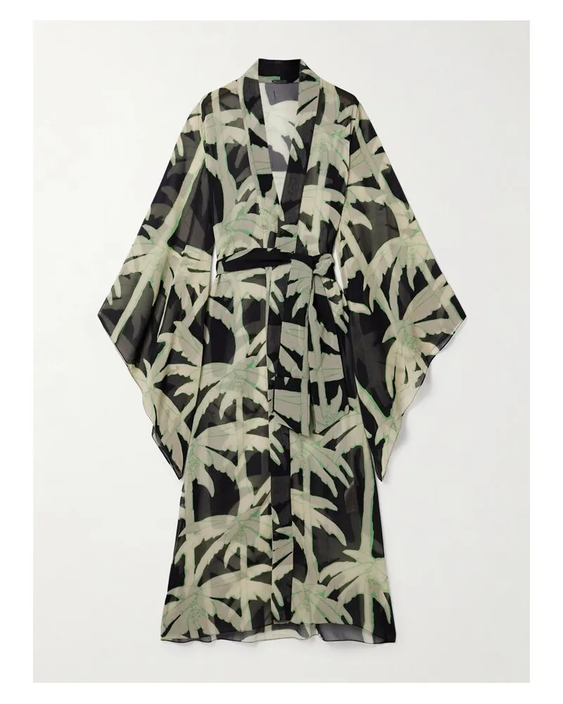 Johanna Ortiz The Passing Storm Sommermantel Aus Reyceltem Georgette Mit Print - Schwarz Schwarz