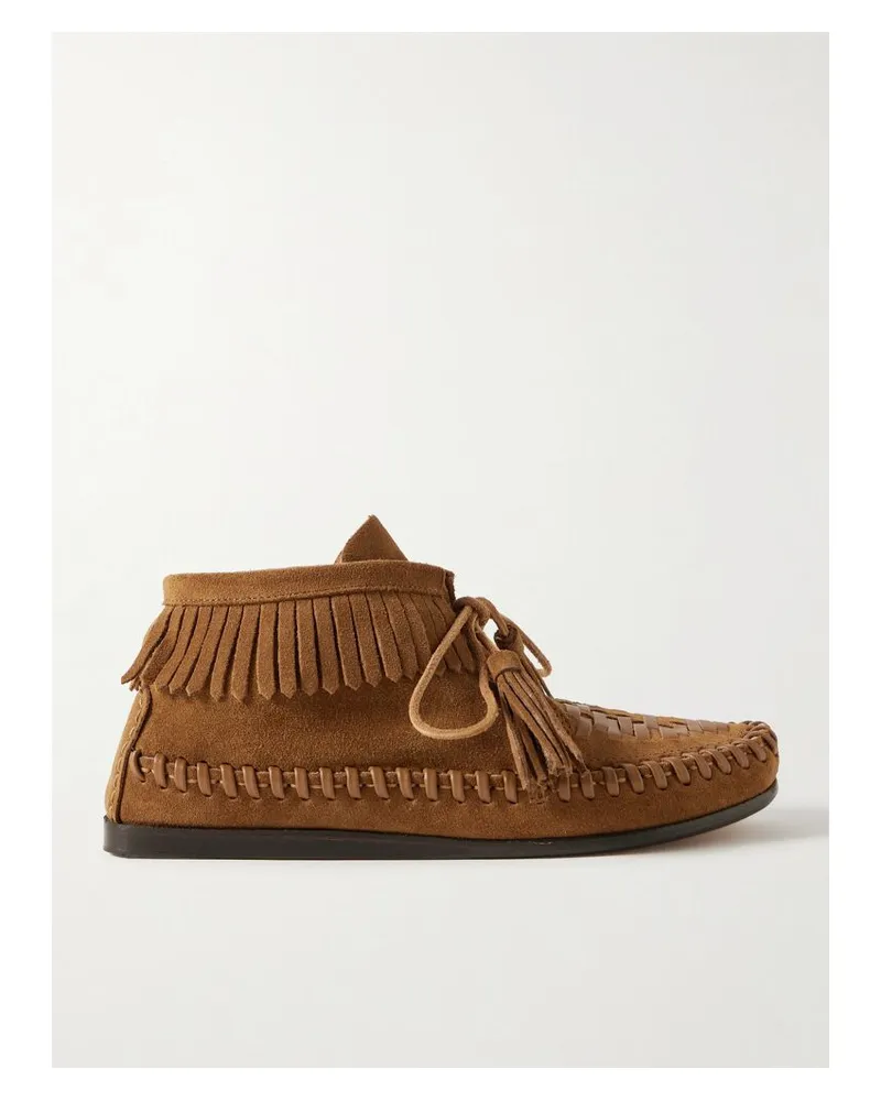 Isabel Marant Felsa Schnürschuhe Aus Veloursleder Mit Fransen, Troddeln Und Einsätzen Aus Leder - Braun Braun