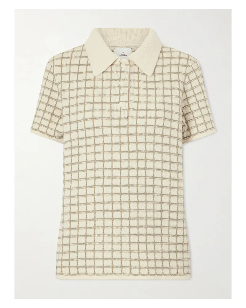 The Elder Statesman Ida Checked Cashmere Polo Sweater - Green Green