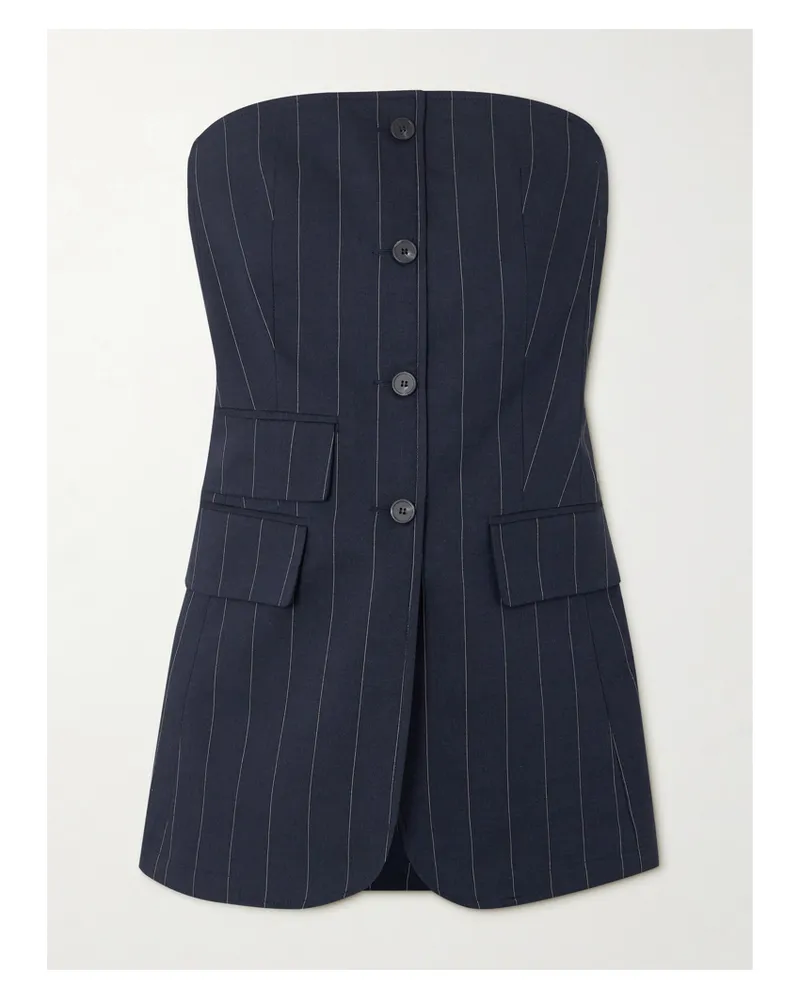 FRANKIE Shop Sunny Trägerlose Weste Aus Twill Mit Nadelstreifen - Blau Blau