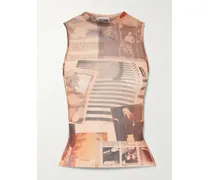 Journal Printed Mesh Top - Neutrals