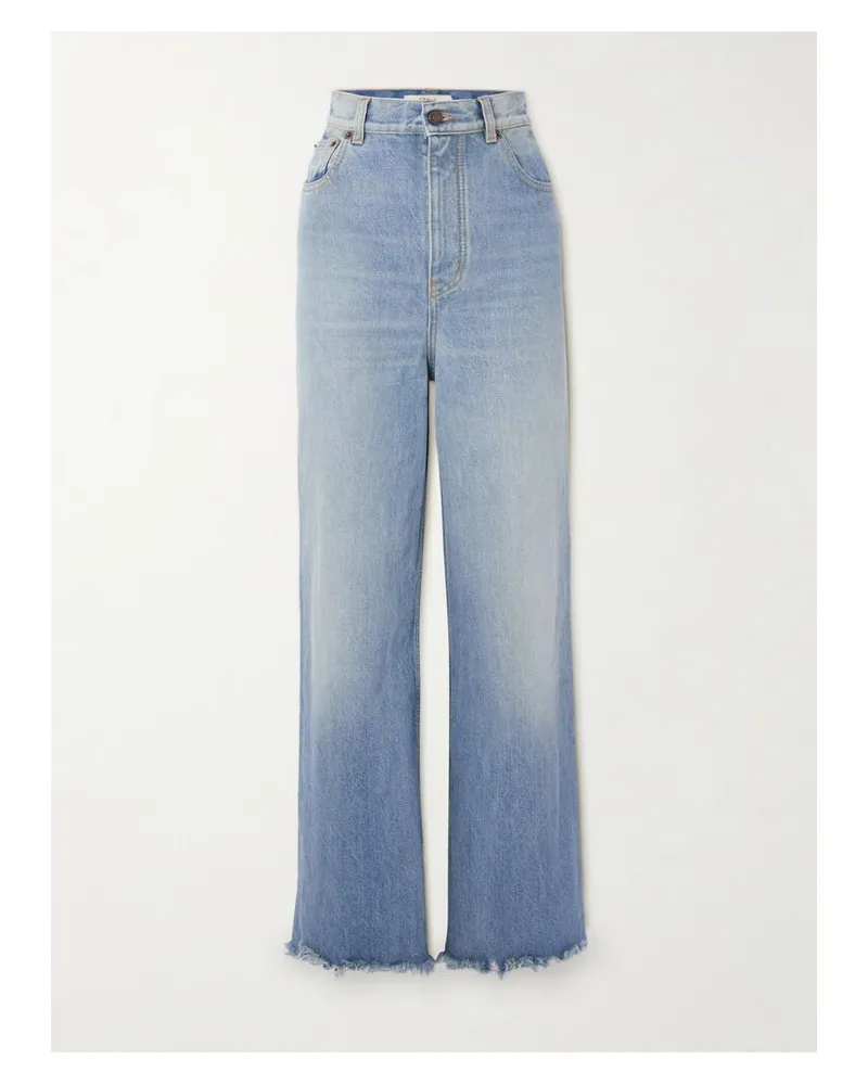 Chloé Hoch Sitzende Jeans Mit Weitem Bein Und Fransen - Blau Blau