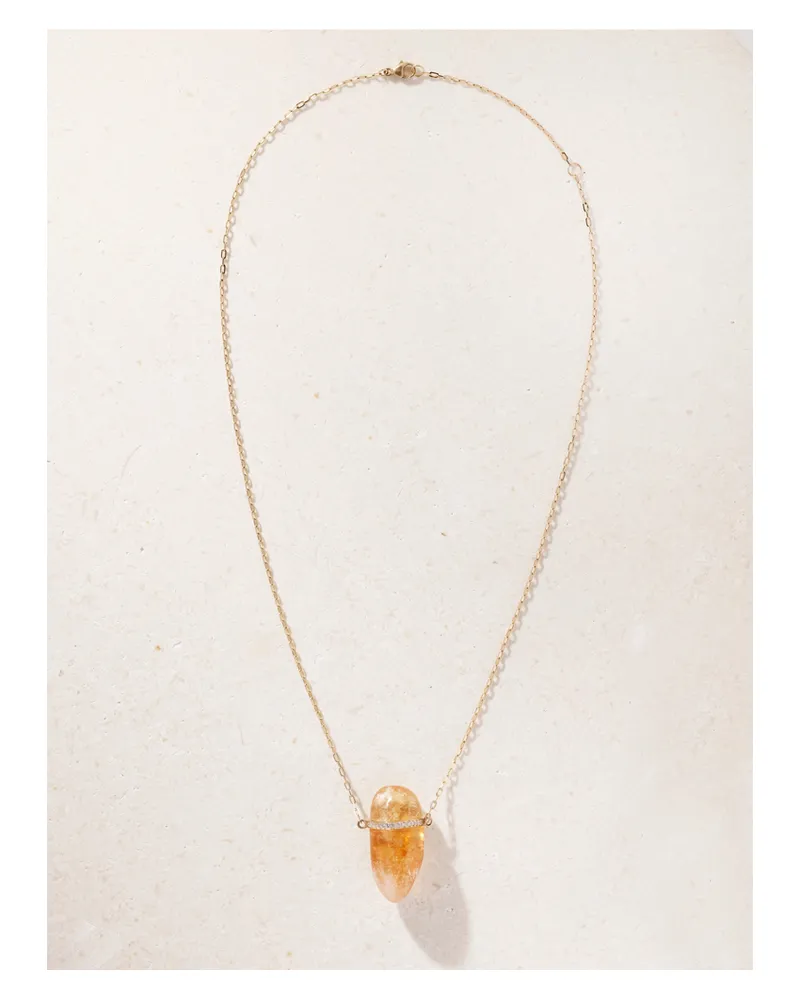 JIA JIA 14-karat Gold, Citrine And Diamond Necklace Gold