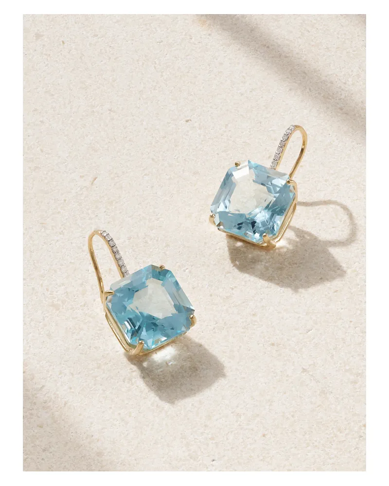 MATEO 14-karat Gold, Topaz And Diamond Earrings - Blue Blue