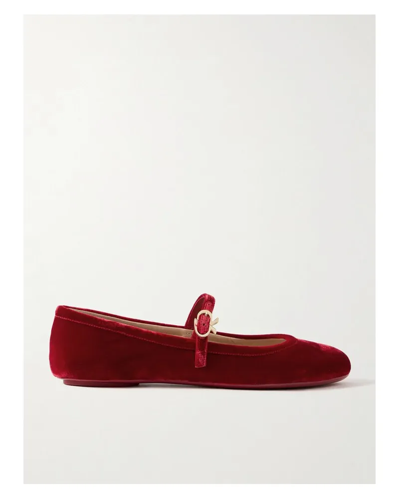 Gianvito Rossi Carla Mary-jane-ballerinas Aus Samt - Rot Rot