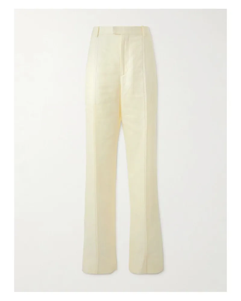 Bottega Veneta Hose Mit Geradem Bein Aus Leinen Mit Stickerein - Creme Creme