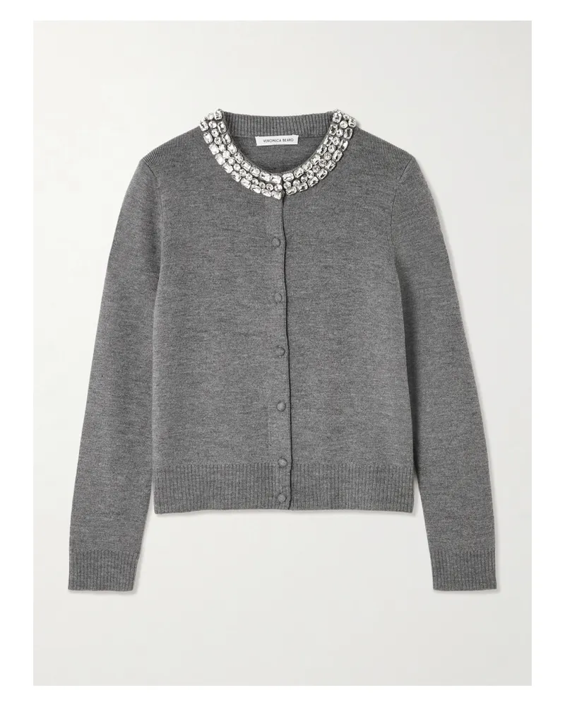 Veronica Beard Daro Crystal-embellished Wool Cardigan - Gray Gray