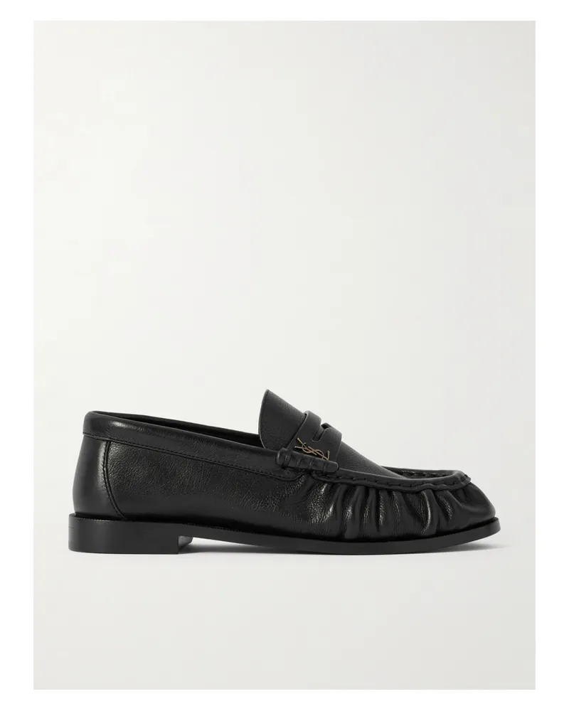Saint Laurent Le Loafer Logo-embellished Leather Loafers - Black Black