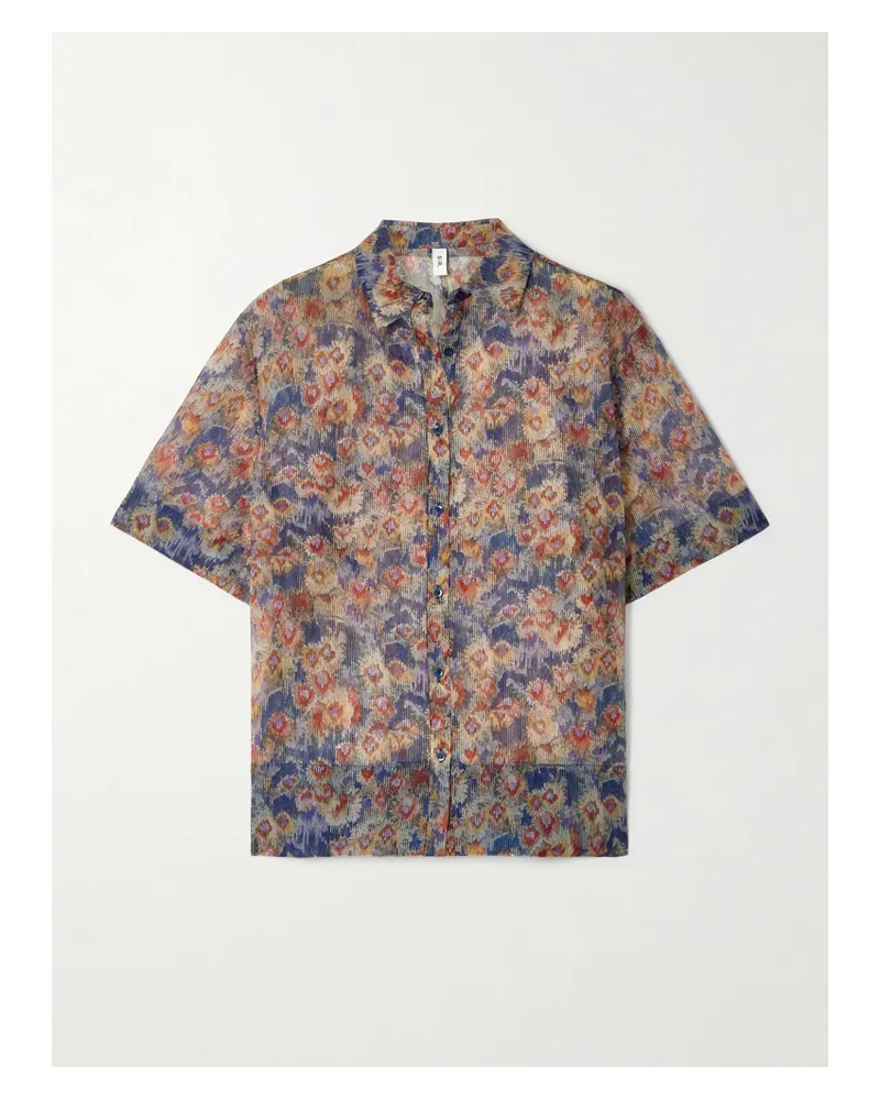 SIR Fiore Hemd Aus Seidenorganza Mit Blumenprint - Mehrfarbig Mehrfarbig