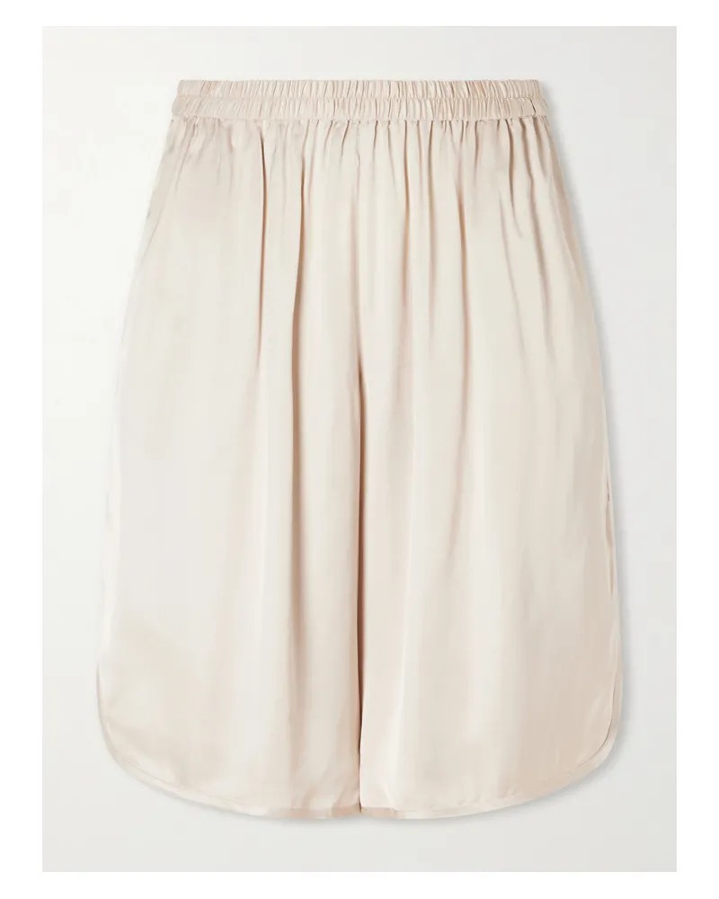 FRANKIE Shop Leni Satin Knee-lenght Shorts - Neutrals Neutrals