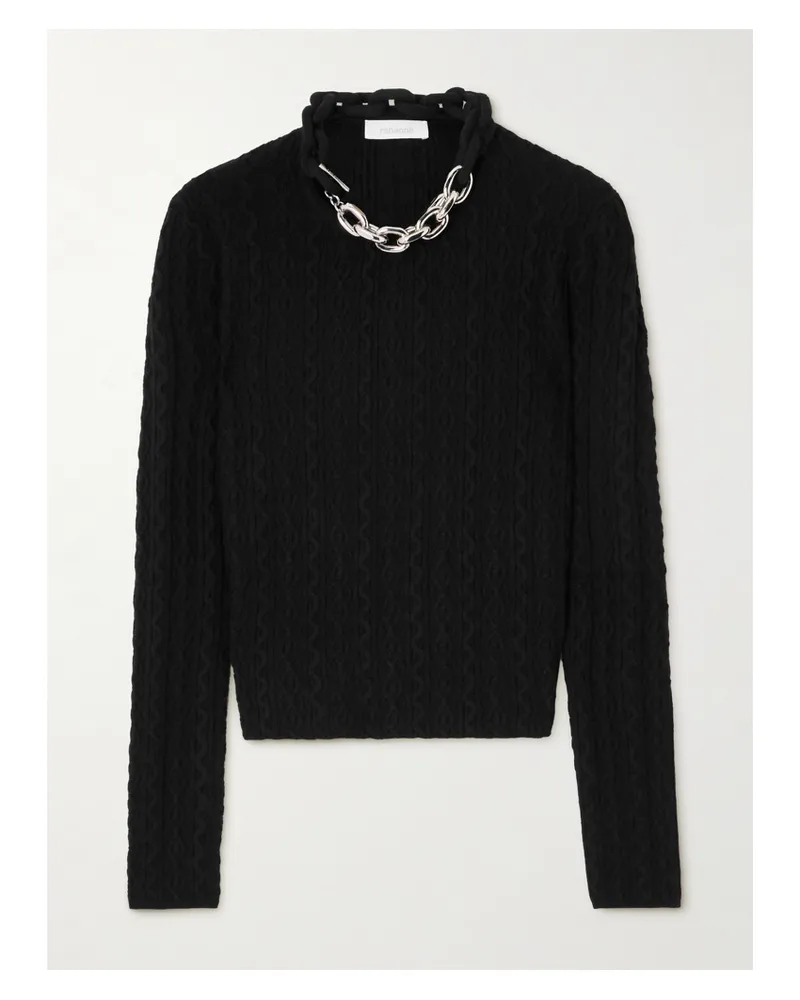 Paco Rabanne Zopfstrickpullover Aus Einer Stretch-woll-kaschmirmischung Mit Kette - Schwarz Schwarz