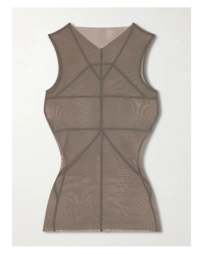 Rick Owens Stretch-mesh Top - Gray Gray