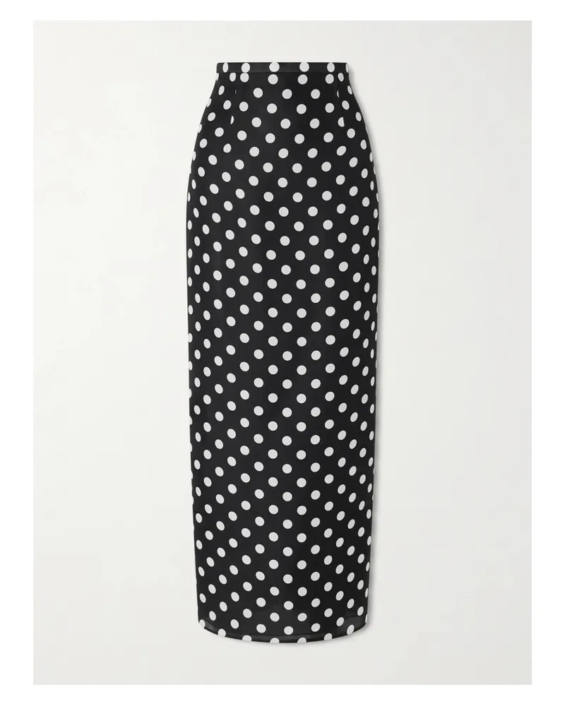 KHAITE Winton Polka-dot Silk Midi Skirt - Black Black