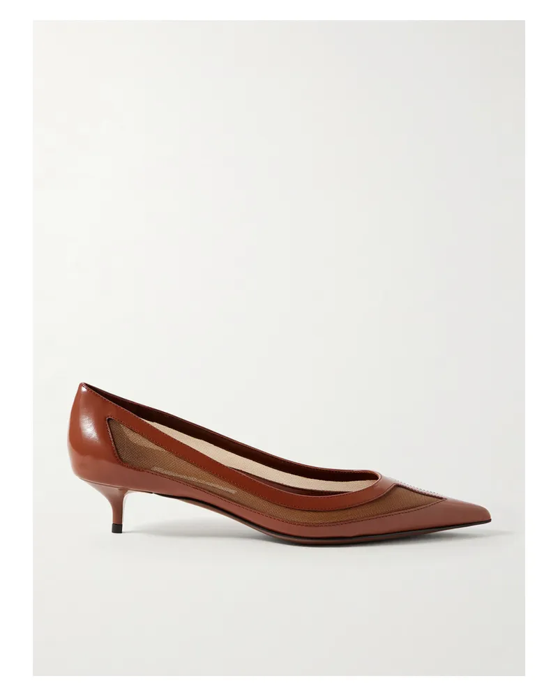 Jimmy Choo Amelia 30 Mules Aus Leder Mit Mesh-einsätzen - Braun Braun