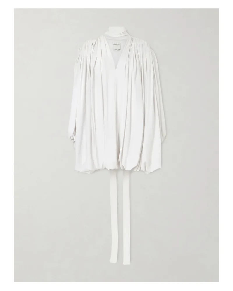 Calvin Klein Allegra Belted Silk Crepe De Chine - White White