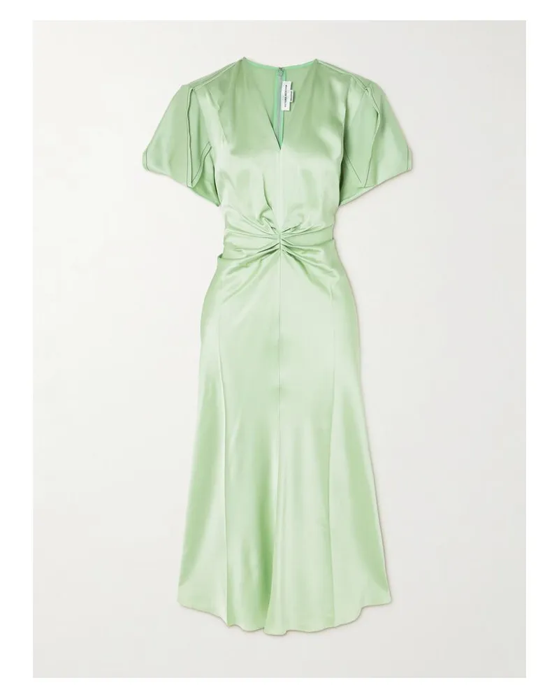 Victoria Beckham Midikleid Aus Satin Mit Raffungen - Grün Grün