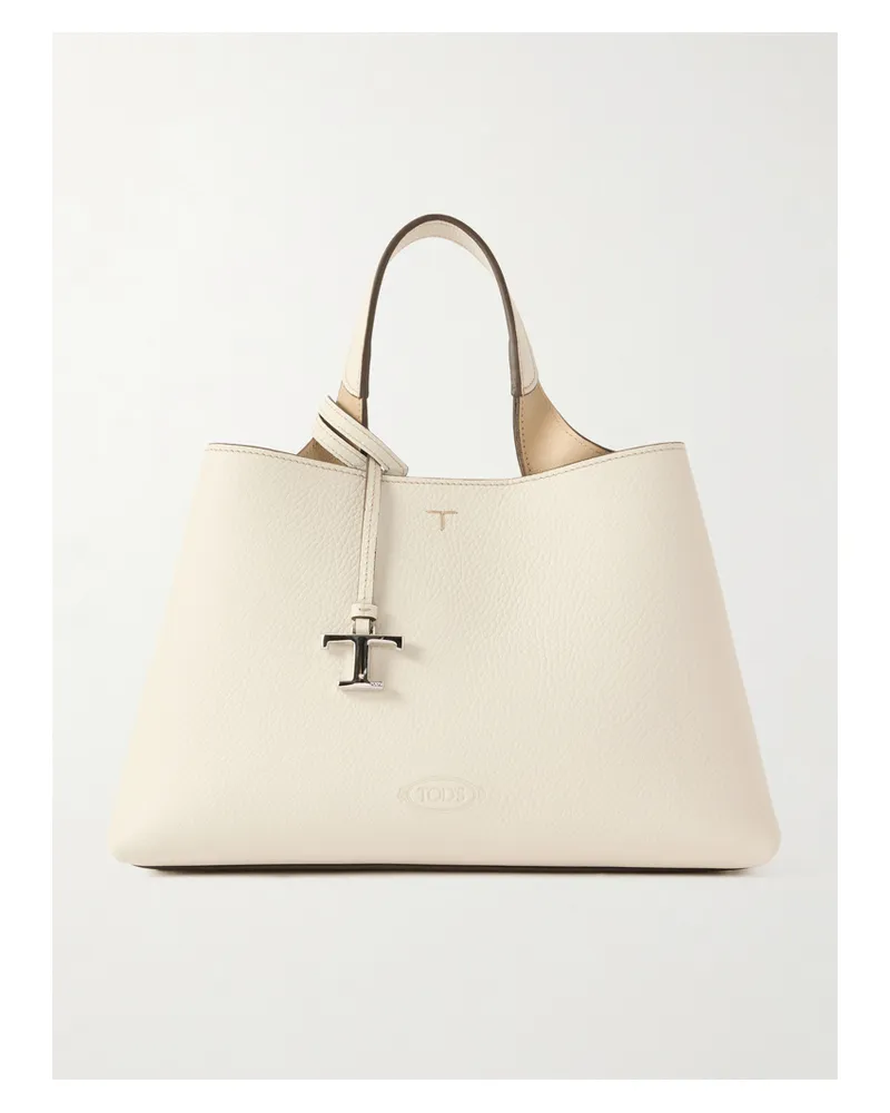 TOD'S Small Textured-leather Tote - Neutrals Neutrals
