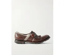 Shanghai Brogues Aus Leder In Distressed-optik Und Canvas - Ecru