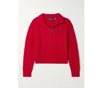 Zopfstrickpullover Aus Einer Woll-kaschmirmischung - Rot