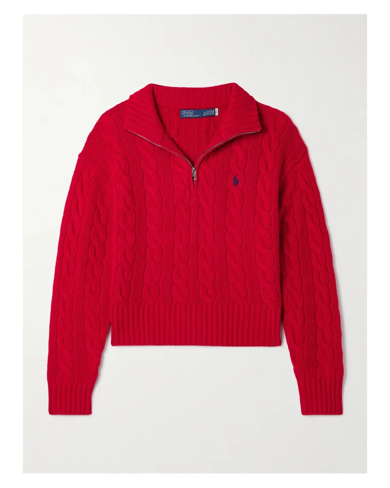 Ralph Lauren Zopfstrickpullover Aus Einer Woll-kaschmirmischung - Rot Rot